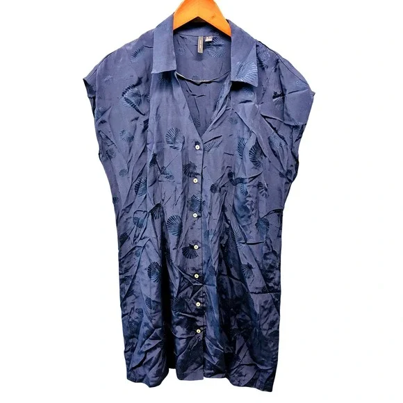 Vero Moda Shirt Dress Women's XL Navy Blue Button Front Casual Summer Mini - Picture 2 of 12